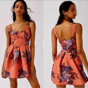Anthropologie Jacquard Floral Mini Dress